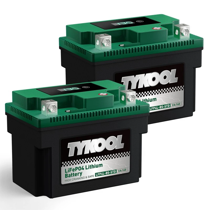 TYKOOL 2 Pack YTX4L-BS 12.8V 140CCA Lithium Motorcycle Scooter Battery