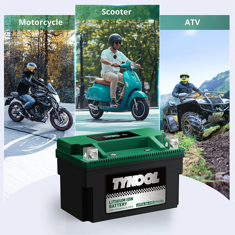 TYKOOL YTX7A-BS 12.8V 180CCA Lithium Powersports Motorcycle Battery