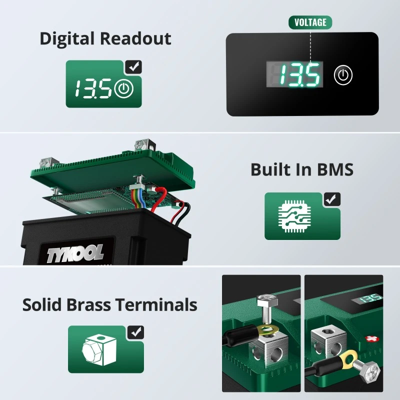 TYKOOL YTX9-BS-STD 240CCA LiFePO4 Lithium Battery Built-In BMS