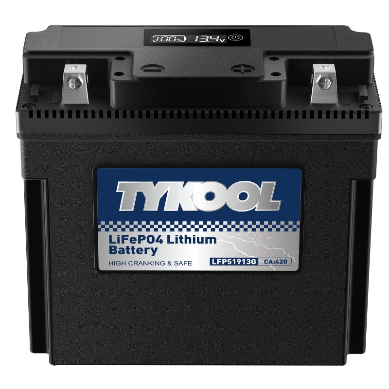 TYKOOL LFP51913G Lithium Starting Battery 12.8V for Motorcycle and Generator