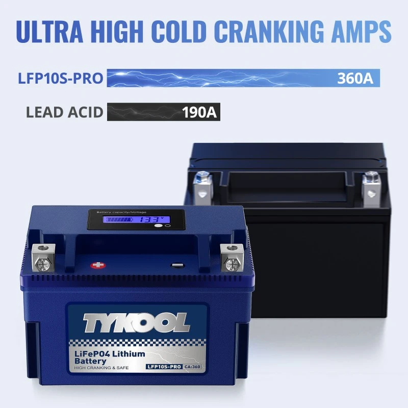 TYKOOL YTZ10S 12.8V 6Ah 360CCA Lithium LiFePO4 ATV Motorcycle Battery