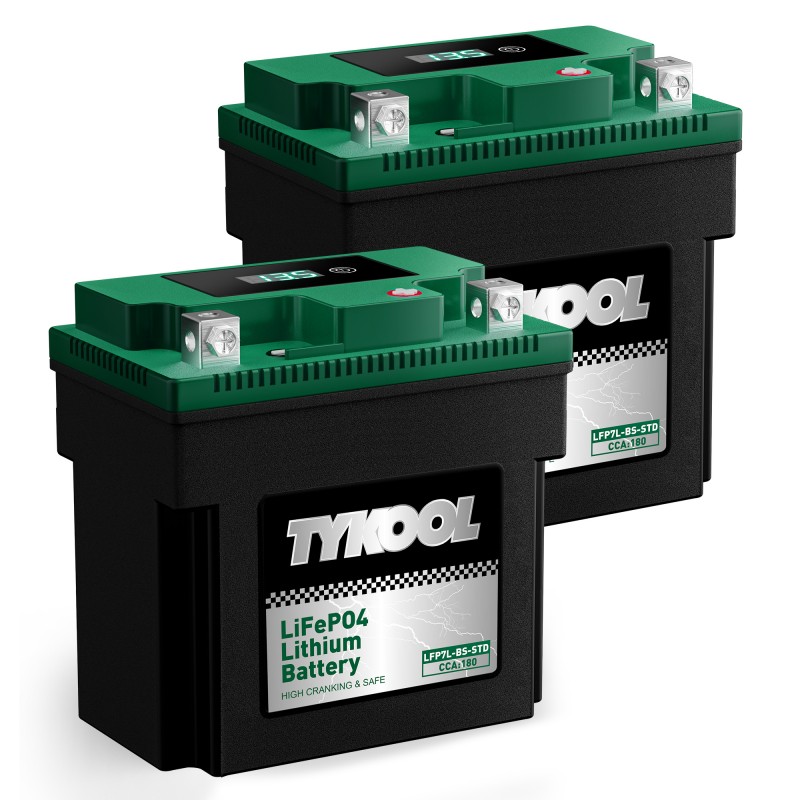 TYKOOL 2 Pack YTX7L-BS-STD 12.8V Lithium LiFePO4 Motorcycle ATV Battery, Compatible with Predator Generator