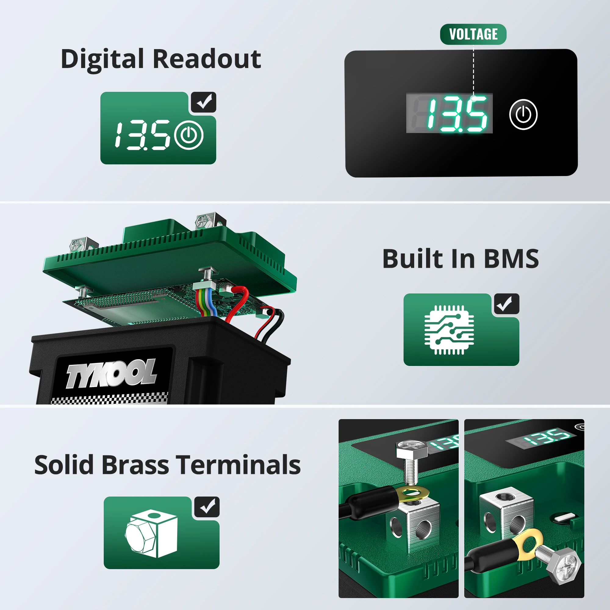 TYKOOL YTX5L-BS 12.8V LiFePO4 Lithium Battery for Motorcycle/ATV/Scooter