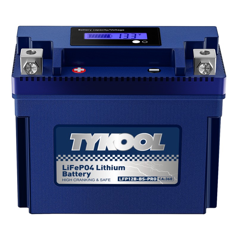 TYKOOL YT12B-BS 12V 6Ah 360CCA Motorcycle Scooter Lithium LiFePO4 Battery