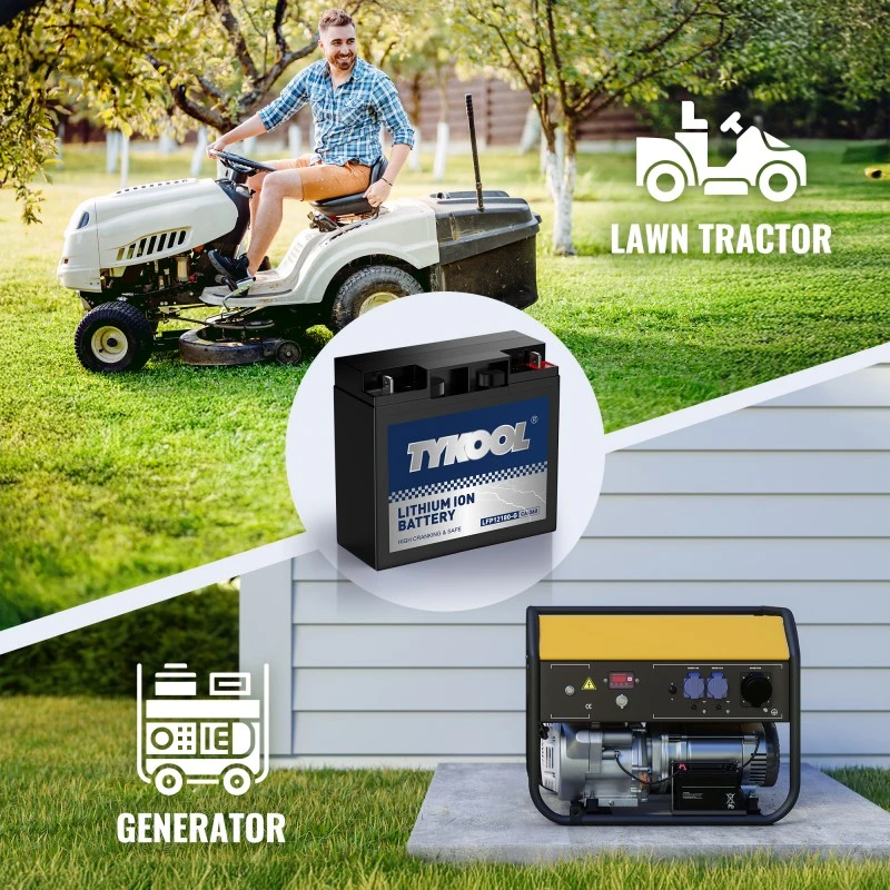 TYKOOL LFP12180G 360CCA lithium batteries for lawn mowers, compatible with generator battery