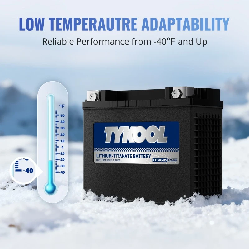 TYKOOL Lithium Titanate Battery LTT20L-BS 600 CCA Powersports Battery Normally Work at 40°F