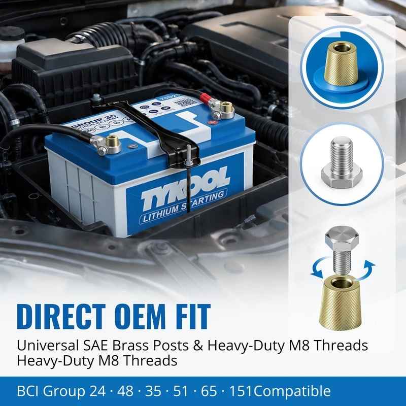 TYKOOL 12V 40Ah Lithium Car Battery Group 35 Fits Toyota, Subaru, Nissan