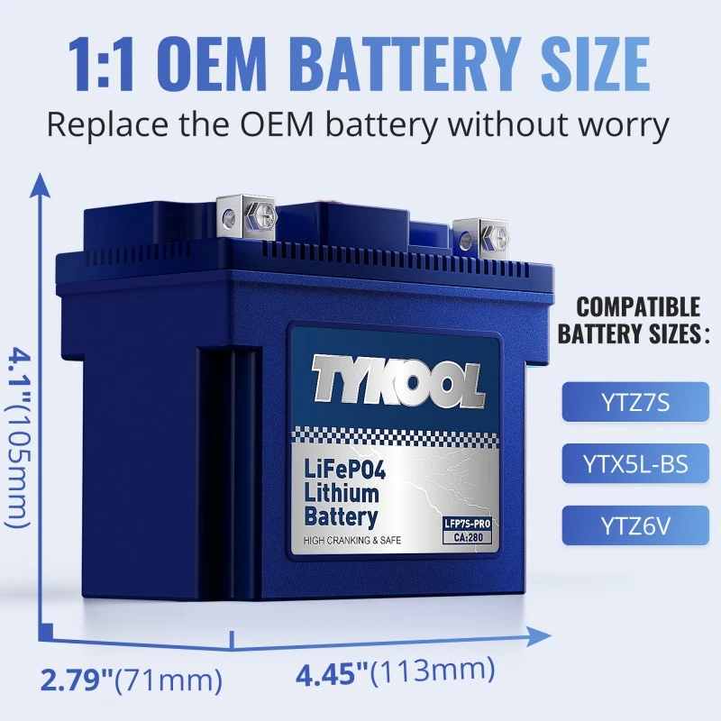 TYKOOL YTZ7S Lithium LiFePO4 12V 4Ah 240 CCA Scooter Motorcycle Battery