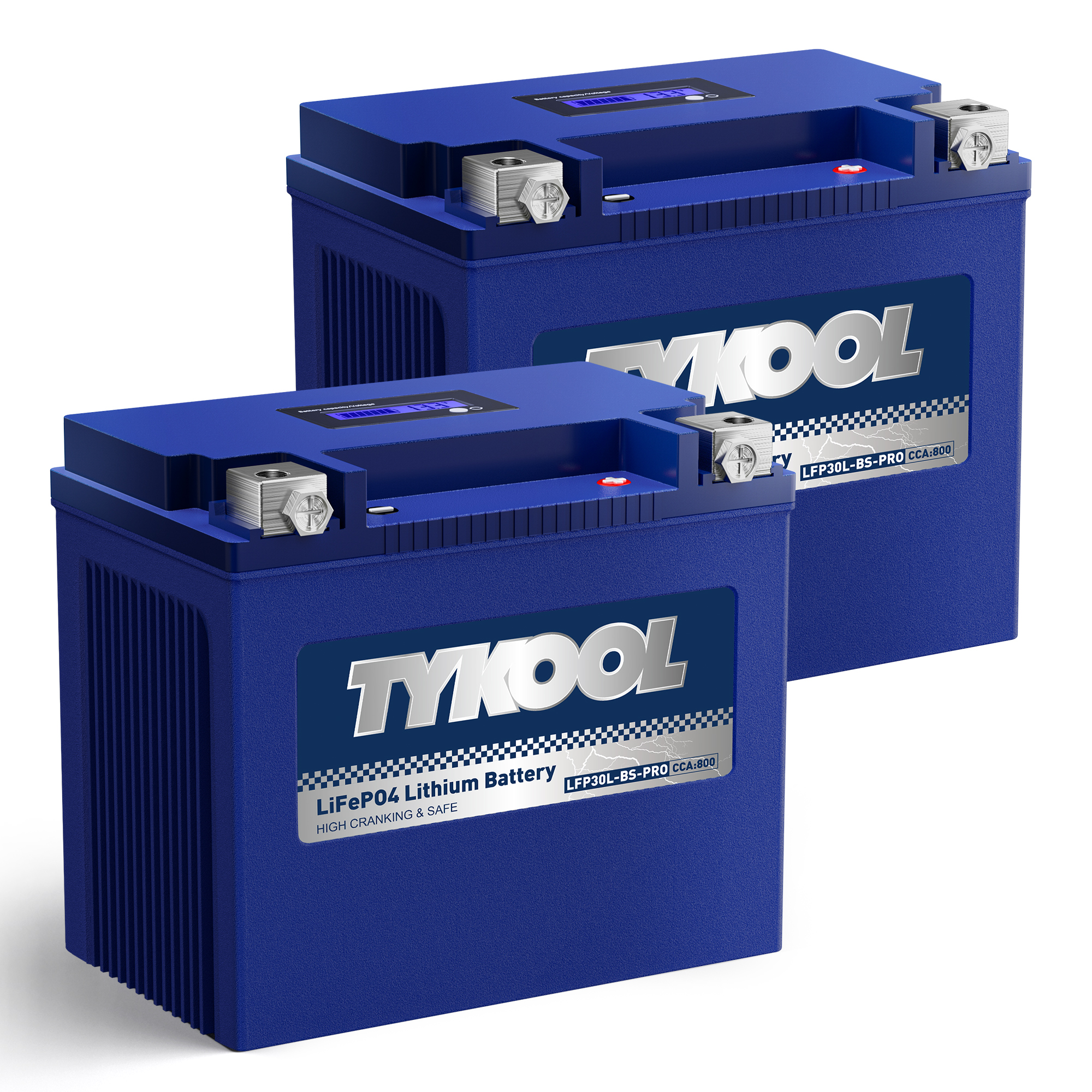 TYKOOL 2 Pack YTX30L-BS-PRO 18Ah 800CCA UTV Snowmobile Harley Davidson LiFePO4 Battery