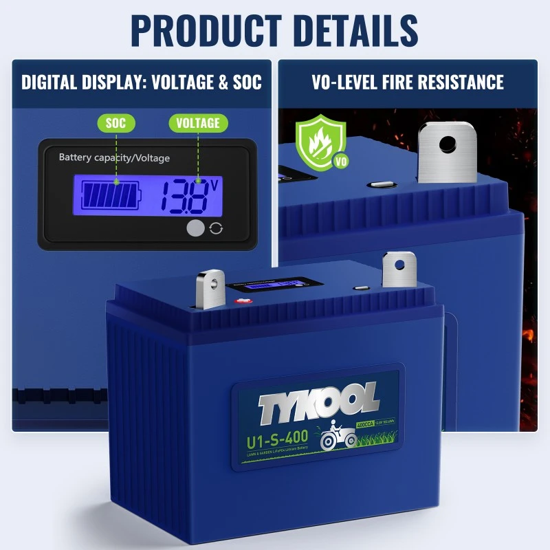 TYKOOL Lithium LiFePO4 Group U1 8Ah 400CCA Lawn Mower Battery