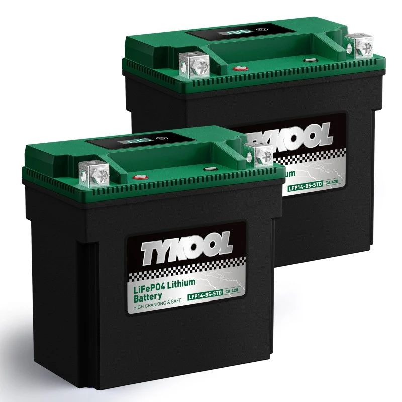 TYKOOL 2 Pack YTX14-BS 12.8V 400CCA Lithium Motorcycle ATV Battery