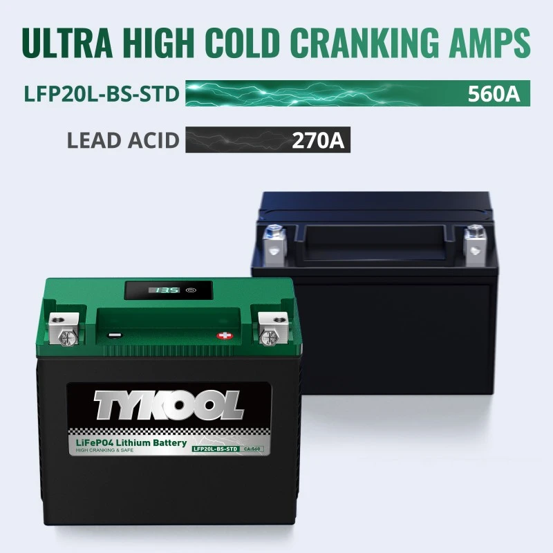 TYKOOL YTX20L-BS 12.8V 480CCA Lithium Powersports Snowmobile Jet Ski Battery
