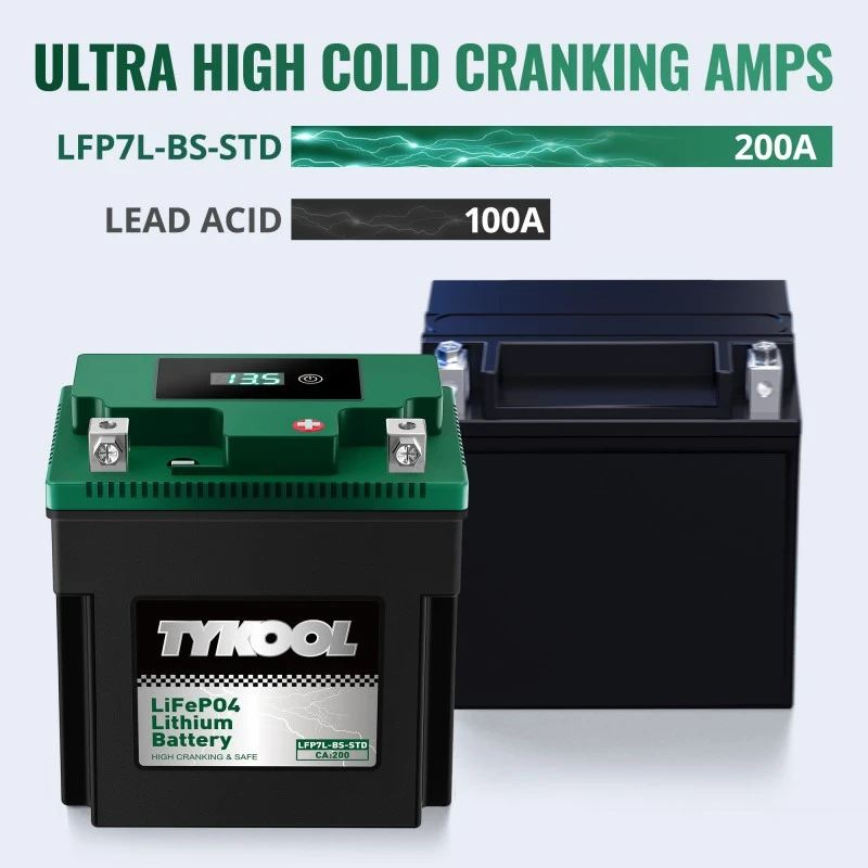 TYKOOL YTX7L-BS-STD 180CCA Lithium LiFePO4 Motorcycle ATV Battery