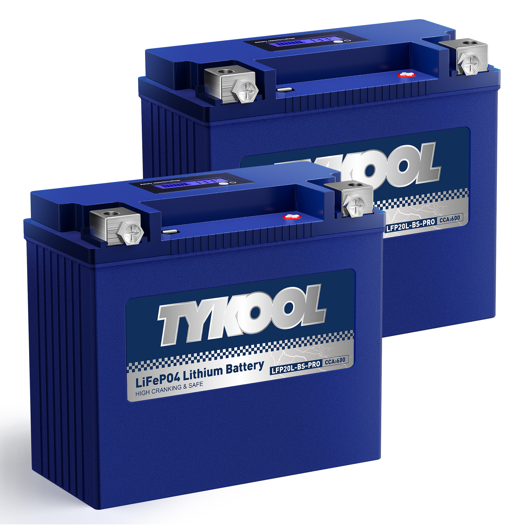 TYKOOL 2 Pack YTX20L-BS-PRO 12.8V 600A Lightweight Lithium Snowmobile Battery