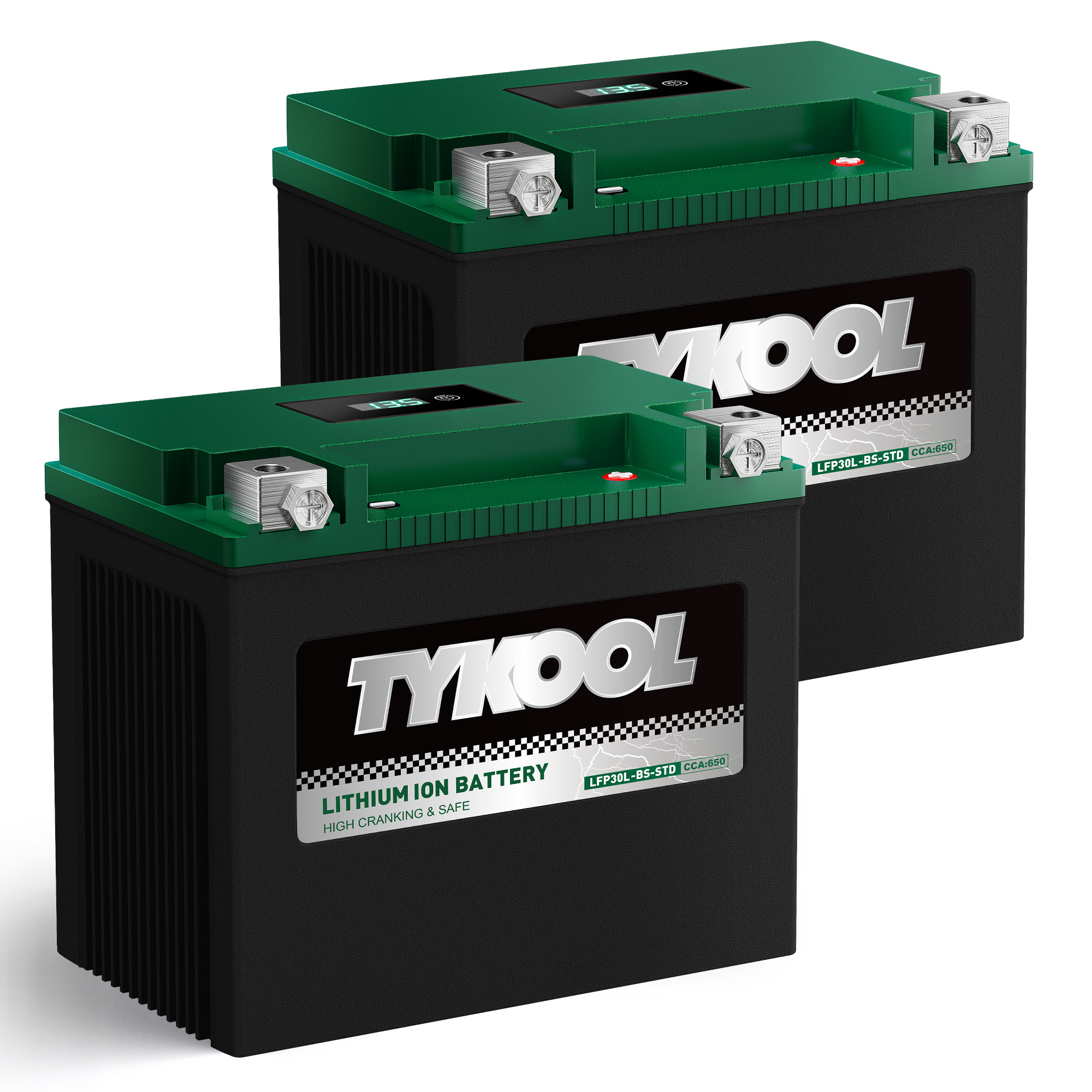 TYKOOL 2 Pack YIX30L-BS 12.8V 650CCA Lithium LiFePO4 Harley Davidson Battery