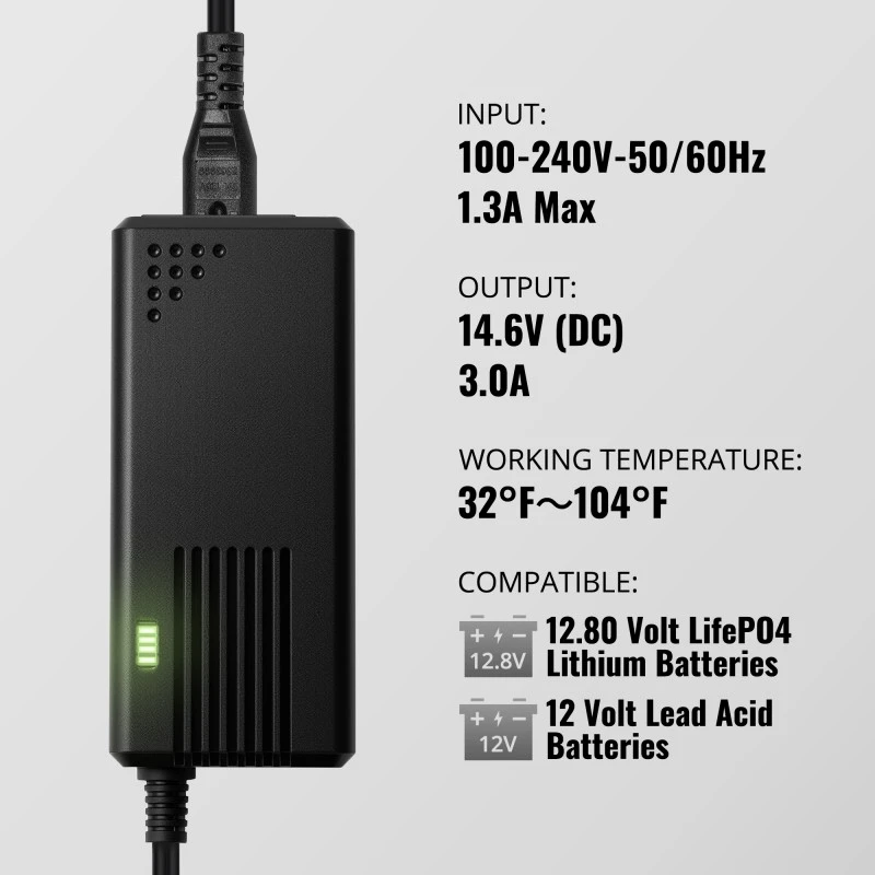 TYKOOL 12V 3A DC Smart Lithium Battery Charger Fits for Motorcycle, Car, Trucks, Lawn Mower