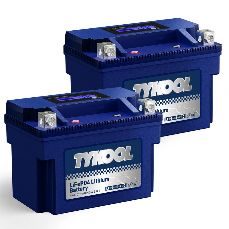 TYKOOL 2 Pack YTX9-BS-PRO 12.8V 300CCA Lithium LiFePO4 Motorcycle UTV Battery